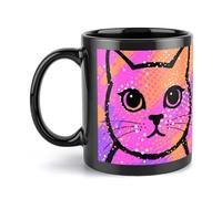 FodPand 11oz Colorful Cat Face Coffee Mug - Double-Sided Print Ceramic Tea Cup with Handle Novelty Mugs for Home Office, Dishwasher Safe