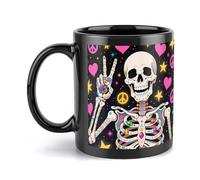 FodPand 11oz Hippie Skull Coffee Mug - Double-Sided Print Ceramic Tea Cup with Handle Novelty Mugs for Home Office, Dishwasher Safe