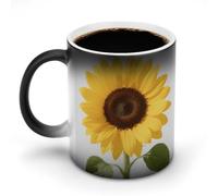 FodPand 12 Oz Ceramic Discoloration Mug, Magic Heat Sensitive Color Changing Coffee Cup, Beautiful Yellow Summer Sunflower Mug for Hot Tea, Cocoa, Fun Office & Novelty Gift
