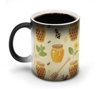FodPand 12 Oz Ceramic Discoloration Mug, Magic Heat Sensitive Color Changing Coffee Cup, Bees And Honey Mug for Hot Tea, Cocoa, Fun Office & Novelty Gift