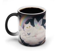 FodPand 12 Oz Ceramic Discoloration Mug, Magic Heat Sensitive Color Changing Coffee Cup, Cat Butterfly Mug for Hot Tea, Cocoa, Fun Office & Novelty Gift