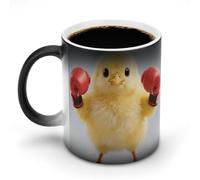 FodPand 12 Oz Ceramic Discoloration Mug, Magic Heat Sensitive Color Changing Coffee Cup, Cute Yellow Boxing Chick Mug for Hot Tea, Cocoa, Fun Office & Novelty Gift