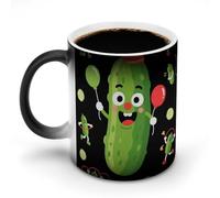 FodPand 12 Oz Ceramic Discoloration Mug, Magic Heat Sensitive Color Changing Coffee Cup, Funny Pickle Mug for Hot Tea, Cocoa, Fun Office & Novelty Gift