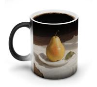 FodPand 12 Oz Ceramic Discoloration Mug, Magic Heat Sensitive Color Changing Coffee Cup, Pear Mug for Hot Tea, Cocoa, Fun Office & Novelty Gift