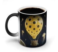 FodPand 12 Oz Ceramic Discoloration Mug, Magic Heat Sensitive Color Changing Coffee Cup, Yellow Balloon Mug for Hot Tea, Cocoa, Fun Office & Novelty Gift