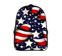 FodPand 16-Inch Laptop Backpack Water-Resistant American Flag Stars Stripes Daypack Lightweight Casual Rucksack for Travel Commuter Hiking Camping Outdoor Activities-Black