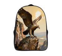 FodPand 16-Inch Laptop Backpack Water-Resistant Bronze Eagle Cliff Daypack Lightweight Casual Rucksack for Travel Commuter Hiking Camping Outdoor Activities-Black
