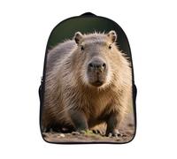 FodPand 16-Inch Laptop Backpack Water-Resistant Capybara Daypack Lightweight Casual Rucksack for Travel Commuter Hiking Camping Outdoor Activities-Black