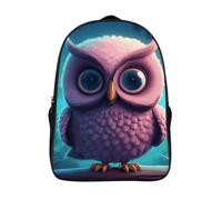 FodPand 16-Inch Laptop Backpack Water-Resistant Cute Owl Daypack Lightweight Casual Rucksack for Travel Commuter Hiking Camping Outdoor Activities-Black