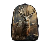 FodPand 16-Inch Laptop Backpack Water-Resistant Deer Hunting Season Daypack Lightweight Casual Rucksack for Travel Commuter Hiking Camping Outdoor Activities-Black