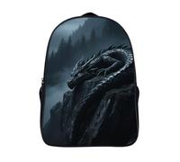 FodPand 16-Inch Laptop Backpack Water-Resistant Dragon Daypack Lightweight Casual Rucksack for Travel Commuter Hiking Camping Outdoor Activities-Black