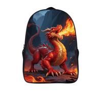 FodPand 16-Inch Laptop Backpack Water-Resistant Dragon Fire Daypack Lightweight Casual Rucksack for Travel Commuter Hiking Camping Outdoor Activities-Black