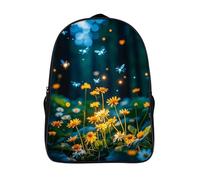 FodPand 16-Inch Laptop Backpack Water-Resistant Fireflies Forest Daypack Lightweight Casual Rucksack for Travel Commuter Hiking Camping Outdoor Activities-Black