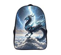 FodPand 16-Inch Laptop Backpack Water-Resistant Flying Dragon Daypack Lightweight Casual Rucksack for Travel Commuter Hiking Camping Outdoor Activities-Black