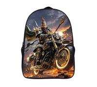FodPand 16-Inch Laptop Backpack Water-Resistant Guan Yu Rides A Motorcycle Daypack Lightweight Casual Rucksack for Travel Commuter Hiking Camping Outdoor Activities-Black