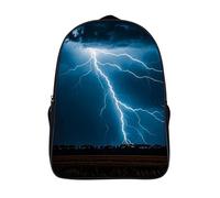 FodPand 16-Inch Laptop Backpack Water-Resistant Lightning Strikes Thunderstorms Daypack Lightweight Casual Rucksack for Travel Commuter Hiking Camping Outdoor Activities-Black