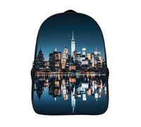 FodPand 16-Inch Laptop Backpack Water-Resistant New York City Night View Daypack Lightweight Casual Rucksack for Travel Commuter Hiking Camping Outdoor Activities-Black
