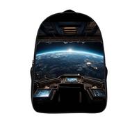 FodPand 16-Inch Laptop Backpack Water-Resistant Outer Space Views Daypack Lightweight Casual Rucksack for Travel Commuter Hiking Camping Outdoor Activities-Black