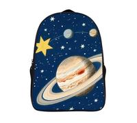 FodPand 16-Inch Laptop Backpack Water-Resistant Planets Stars Space Daypack Lightweight Casual Rucksack for Travel Commuter Hiking Camping Outdoor Activities-Black