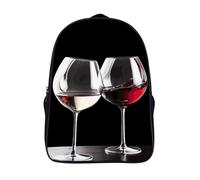 FodPand 16-Inch Laptop Backpack Water-Resistant Red Wine Glasses Daypack Lightweight Casual Rucksack for Travel Commuter Hiking Camping Outdoor Activities-Black