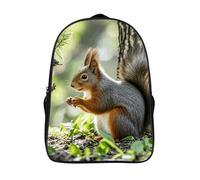 FodPand 16-Inch Laptop Backpack Water-Resistant Squirrel in The Woods Daypack Lightweight Casual Rucksack for Travel Commuter Hiking Camping Outdoor Activities-Black