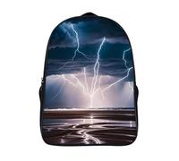 FodPand 16-Inch Laptop Backpack Water-Resistant Thunder And Lightning Daypack Lightweight Casual Rucksack for Travel Commuter Hiking Camping Outdoor Activities-Black