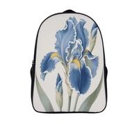 FodPand 16-Inch Laptop Backpack Water-Resistant Vintage Blue Flower Daypack Lightweight Casual Rucksack for Travel Commuter Hiking Camping Outdoor Activities-Black