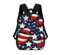FodPand 17-Inch Laptop Backpack Water-Resistant American Flag Stars Stripes Daypack with Shoulder Strap Lightweight Casual Rucksack for Travel Commuter Hiking Outdoor Activities 20l Black