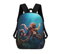 FodPand 17-Inch Laptop Backpack Water-Resistant Animal Octopus Daypack with Shoulder Strap Lightweight Casual Rucksack for Travel Commuter Hiking Outdoor Activities 20l Black