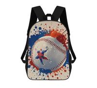 FodPand 17-Inch Laptop Backpack Water-Resistant Baseball Splatter Style Daypack with Shoulder Strap Lightweight Casual Rucksack for Travel Commuter Hiking Outdoor Activities 20l Black