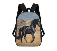 FodPand 17-Inch Laptop Backpack Water-Resistant Black Arabian Horse Daypack with Shoulder Strap Lightweight Casual Rucksack for Travel Commuter Hiking Outdoor Activities 20l Black