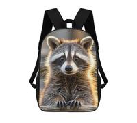 FodPand 17-Inch Laptop Backpack Water-Resistant Cute Raccoon Daypack with Shoulder Strap Lightweight Casual Rucksack for Travel Commuter Hiking Outdoor Activities 20l Black