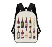 FodPand 17-Inch Laptop Backpack Water-Resistant Cute Wines Bottle Daypack with Shoulder Strap Lightweight Casual Rucksack for Travel Commuter Hiking Outdoor Activities 20l Black
