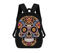 FodPand 17-Inch Laptop Backpack Water-Resistant Hand Drawn Skull Daypack with Shoulder Strap Lightweight Casual Rucksack for Travel Commuter Hiking Outdoor Activities 20l Black
