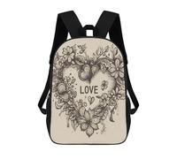 FodPand 17-Inch Laptop Backpack Water-Resistant LOVE Flowers Daypack with Shoulder Strap Lightweight Casual Rucksack for Travel Commuter Hiking Outdoor Activities 20l Black