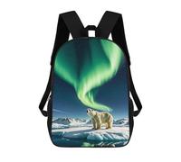 FodPand 17-Inch Laptop Backpack Water-Resistant Northern Lights Polar Bear Daypack with Shoulder Strap Lightweight Casual Rucksack for Travel Commuter Hiking Outdoor Activities 20l Black