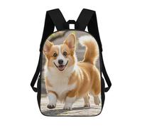 FodPand 17-Inch Laptop Backpack Water-Resistant Playful Corgi Daypack with Shoulder Strap Lightweight Casual Rucksack for Travel Commuter Hiking Outdoor Activities 20l Black