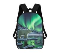 FodPand 17-Inch Laptop Backpack Water-Resistant Polar Bears Northern Lights Daypack with Shoulder Strap Lightweight Casual Rucksack for Travel Commuter Hiking Outdoor Activities 20l Black