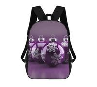 FodPand 17-Inch Laptop Backpack Water-Resistant Purple Christmas Ball Daypack with Shoulder Strap Lightweight Casual Rucksack for Travel Commuter Hiking Outdoor Activities 20l Black