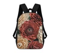 FodPand 17-Inch Laptop Backpack Water-Resistant Red And Pale Flowers Daypack with Shoulder Strap Lightweight Casual Rucksack for Travel Commuter Hiking Outdoor Activities 20l Black