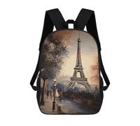 FodPand 17-Inch Laptop Backpack Water-Resistant Romantic Paris Eiffel Tower Daypack with Shoulder Strap Lightweight Casual Rucksack for Travel Commuter Hiking Outdoor Activities 20l Black