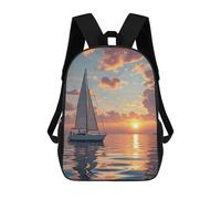 FodPand 17-Inch Laptop Backpack Water-Resistant Sailboat And Sunset Daypack with Shoulder Strap Lightweight Casual Rucksack for Travel Commuter Hiking Outdoor Activities 20l Black