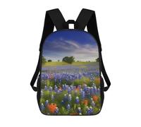 FodPand 17-Inch Laptop Backpack Water-Resistant Texas Bluebonnets Scenery Daypack with Shoulder Strap Lightweight Casual Rucksack for Travel Commuter Hiking Outdoor Activities 20l Black