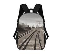 FodPand 17-Inch Laptop Backpack Water-Resistant Train Track Daypack with Shoulder Strap Lightweight Casual Rucksack for Travel Commuter Hiking Outdoor Activities 20l Black