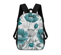 FodPand 17 Inch Teal Grey And White Floral Laptop Backpack for Men Women Waterproof Lightweight Travel Backpack Commuter Bag Large Capacity Casual Daypack for Business Trip & Outdoor