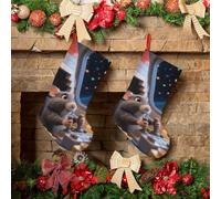 FodPand 18 Inch Christmas Stockings Large Super Soft Rustic Xmas Stockings 3D Cute Guinea Pig Hanging Ornaments Candy Gift Bags Party Favors Stocking for Christmas Tree Decorations