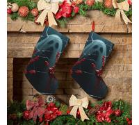 FodPand 18 Inch Christmas Stockings Large Super Soft Rustic Xmas Stockings Bloody Handprints Hanging Ornaments Candy Gift Bags Party Favors Stocking for Christmas Tree Decorations