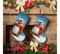 FodPand 18 Inch Christmas Stockings Large Super Soft Rustic Xmas Stockings Christmas Funny Penguin Hanging Ornaments Candy Gift Bags Party Favors Stocking for Christmas Tree Decorations