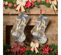 FodPand 18 Inch Christmas Stockings Large Super Soft Rustic Xmas Stockings Cute Kittens Hanging Ornaments Candy Gift Bags Party Favors Stocking for Christmas Tree Decorations