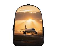 FodPand 18L Airplane at Sunset Laptop Backpack Adults 16" Lightweight Carry on Backpack for Travel Flight Waterproof Casual Daypack Work Bussiness Computer Bag for Office Commute Outdoor Sports